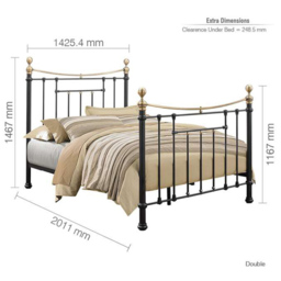 Bronte Double Black and Antique Brass Metal Bed Frame - Birlea - Wilko - thumbnail 6