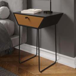 Core Products Apollo Single Drawer Copper and Black Metal Bedside Cabinet - Wilko - thumbnail 1