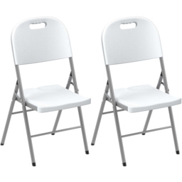 Outsunny White Folding Chair Set of 2 - Size: 86 x 47 x 54cm - Wilko - thumbnail 3