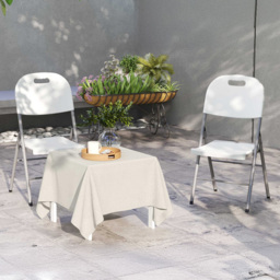 Outsunny White Folding Chair Set of 2 - Size: 86 x 47 x 54cm - Wilko
