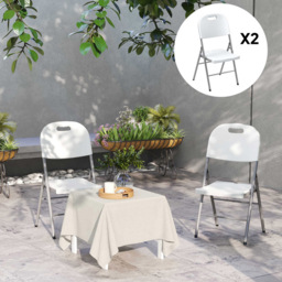 Outsunny White Folding Chair Set of 2 - Size: 86 x 47 x 54cm - Wilko - thumbnail 6