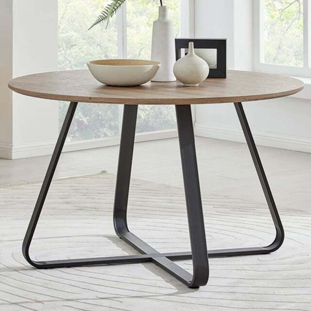 Furniturebox Fira 4 Seater 120cm Round Dining Table Wood Effect - Brown - Wilko - image 1