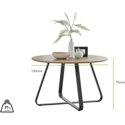 Furniturebox Fira 4 Seater 120cm Round Dining Table Wood Effect - Brown - Wilko - thumbnail 7