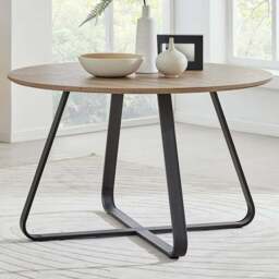 Furniturebox Fira 4 Seater 120cm Round Dining Table Wood Effect - Brown - Wilko - thumbnail 1