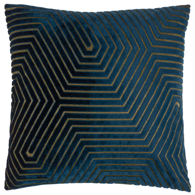Paoletti Evoke Navy Cut Velvet Cushion - Size: 45 x 45 cm - Blue - Wilko - image 1