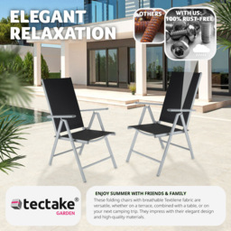 tectake Marilena 2 Piece Silver Adjustable Garden Chair Set - Size: 105 x 56 x 67cm - Wilko - thumbnail 4