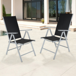 tectake Marilena 2 Piece Silver Adjustable Garden Chair Set - Size: 105 x 56 x 67cm - Wilko
