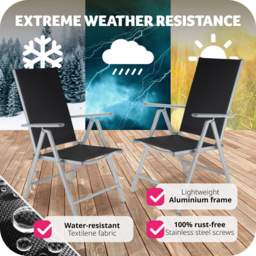 tectake Marilena 2 Piece Silver Adjustable Garden Chair Set - Size: 105 x 56 x 67cm - Wilko - thumbnail 6