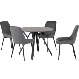 Seconique Athens Avery 4 Seater Dining Set Concrete and Grey - Wilko - thumbnail 3
