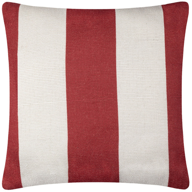 furn. Deck Stripe White and Red Woven Polyester Filled Outdoor Cushion 59 x 59cm - Wilko - image 1