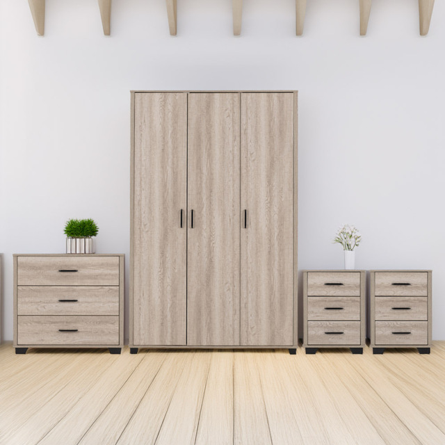 Seconique Oliver Light Oak Effect 4 Piece Bedroom Furniture Set - Brown - Wilko - image 1