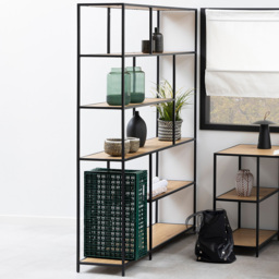 Florence Seaford 5 Shelf Black and Oak Bookcase - Furniture To Go - Wilko - thumbnail 1