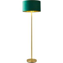 ValueLights Charlie Green Velvet and Metallic Shade Gold Floor Lamp and Bulb - Size: 148 x 45 x 45cm - Wilko