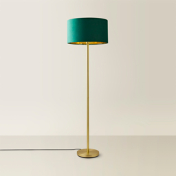 ValueLights Charlie Green Velvet and Metallic Shade Gold Floor Lamp and Bulb - Size: 148 x 45 x 45cm - Wilko - thumbnail 6