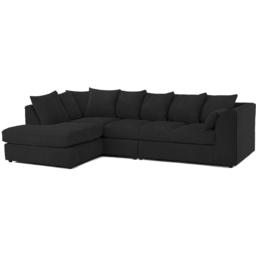 Luxor 4 Seater Black Jumbo Cord Left Hand Facing Scatter Back L Shaped Corner Sofa Set - Wilko - thumbnail 3