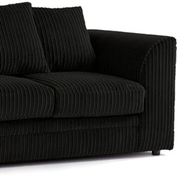 Luxor 4 Seater Black Jumbo Cord Left Hand Facing Scatter Back L Shaped Corner Sofa Set - Wilko - thumbnail 4