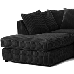 Luxor 4 Seater Black Jumbo Cord Left Hand Facing Scatter Back L Shaped Corner Sofa Set - Wilko - thumbnail 5