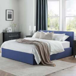 Julian Bowen Rialto King Size Dark Blue Linen Lift Up Storage Bed - Wilko - thumbnail 1