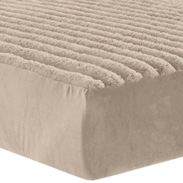 Velosso Super King Size Beige Jumbo Cord Fitted Bed Sheet - Wilko - image 1
