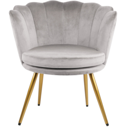Flora Petal Back Accent Tub Chair Velvet Upholstery - Light Grey - Size: Single - Genesis - Wilko - thumbnail 4