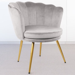 Flora Petal Back Accent Tub Chair Velvet Upholstery - Light Grey - Size: Single - Genesis - Wilko