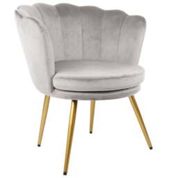 Flora Petal Back Accent Tub Chair Velvet Upholstery - Light Grey - Size: Single - Genesis - Wilko - thumbnail 3
