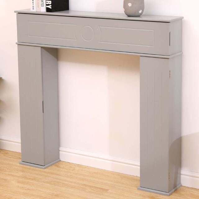 FurnitureHMD 3 Door Grey Fireplace Surround Edge Storage Unit - Size: 100 x 107 x 18cm - Wilko - image 1