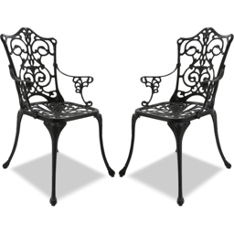 Centurion Tabreez Set of 2 Black Garden Bistro Chairs with Armrests - Size: 89.5 x 53 x 52cm - Wilko - thumbnail 3