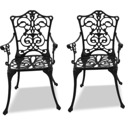Centurion Tabreez Set of 2 Black Garden Bistro Chairs with Armrests - Size: 89.5 x 53 x 52cm - Wilko - thumbnail 4