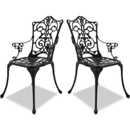 Centurion Tabreez Set of 2 Black Garden Bistro Chairs with Armrests - Size: 89.5 x 53 x 52cm - Wilko - thumbnail 5