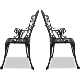 Centurion Tabreez Set of 2 Black Garden Bistro Chairs with Armrests - Size: 89.5 x 53 x 52cm - Wilko - thumbnail 6