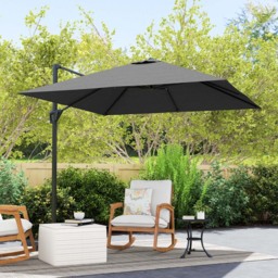 Outsunny Dark Grey Square Crank Handle Cantilever Roma Parasol 2.45 x 2.45m - Size: 248 x 245 x 245cm - Wilko - thumbnail 4