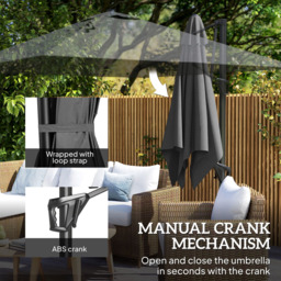 Outsunny Dark Grey Square Crank Handle Cantilever Roma Parasol 2.45 x 2.45m - Size: 248 x 245 x 245cm - Wilko - thumbnail 7