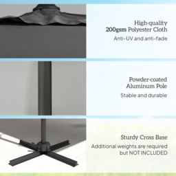 Outsunny Dark Grey Square Crank Handle Cantilever Roma Parasol 2.45 x 2.45m - Size: 248 x 245 x 245cm - Wilko - thumbnail 6