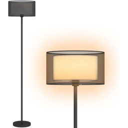 Portland Black Floor Lamp with 2 Layer Shade and Foot Switch - Size: 152.5 x 33 x 33cm - Wilko - thumbnail 4