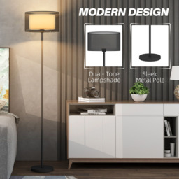 Portland Black Floor Lamp with 2 Layer Shade and Foot Switch - Size: 152.5 x 33 x 33cm - Wilko - thumbnail 6