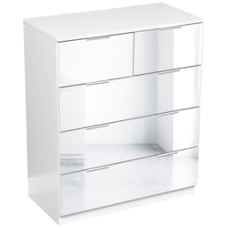 Portland Mirror 5 Drawer Wooden Chest of Drawers - White - Wilko - thumbnail 3