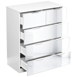 Portland Mirror 5 Drawer Wooden Chest of Drawers - White - Wilko - thumbnail 4