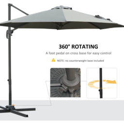 Outsunny Dark Grey Roma Parasol with Cross Base 3m - Wilko - thumbnail 5