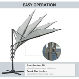 Outsunny Dark Grey Roma Parasol with Cross Base 3m - Wilko - thumbnail 6