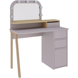Decortie Avien 3 Drawer Single Door Mocha Grey and Oak Makeup Vanity Table with LED Mirror - Size: 131 x 105 x 51.5cm - Multi - Wilko - thumbnail 3