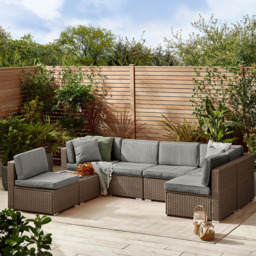 Furniturebox Windermere 6 Seater Brown Rattan Sofa Lounge Set - Wilko - thumbnail 6