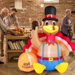 Costway Inflatable Thanksgiving LED Turkey with Pumpkin 6ft - Size: 25 x 24 x 24cm - Multi - Wilko - thumbnail 4