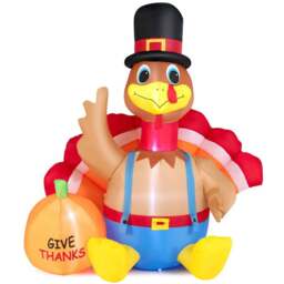 Costway Inflatable Thanksgiving LED Turkey with Pumpkin 6ft - Size: 25 x 24 x 24cm - Multi - Wilko - thumbnail 3