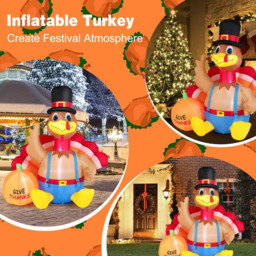 Costway Inflatable Thanksgiving LED Turkey with Pumpkin 6ft - Size: 25 x 24 x 24cm - Multi - Wilko - thumbnail 6