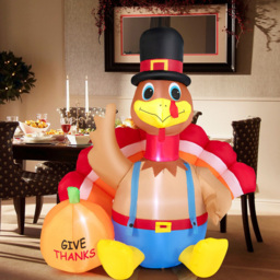 Costway Inflatable Thanksgiving LED Turkey with Pumpkin 6ft - Size: 25 x 24 x 24cm - Multi - Wilko - thumbnail 5