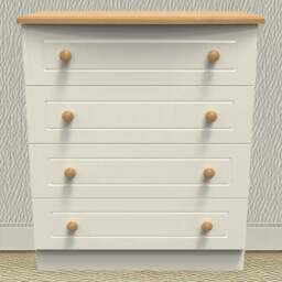 Crowndale Warwick 4 Drawer Cream Ash and Oak Chest of Drawers - Wilko