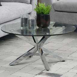 Florence Heaven Glass Top and Chrome Legs Round Coffee Table - Silver - Furniture To Go - Wilko