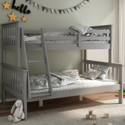 Carra Triple Sleeper Grey Bunk Bed with Orthopaedic Mattresses - Size: Single + Small Double - Bedmaster - Wilko - thumbnail 1