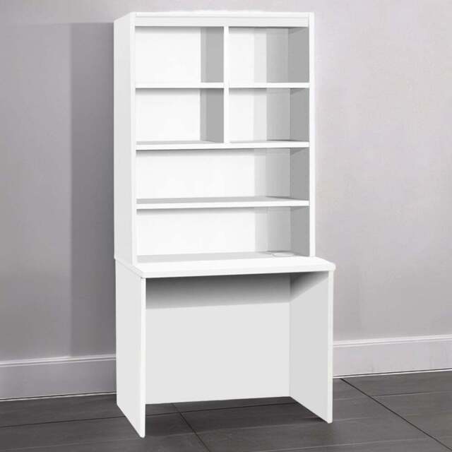 R White Cabinets 6 Shelf Home Office Desk with Hutch White - Size: 182.8 x 85 x 54cm - Wilko - image 1